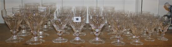 Harlequin set of 43 panelled drinking glasses